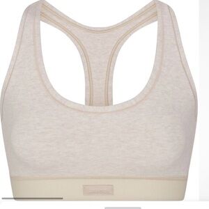 SKIMS Cotton Jersey Racerback Bralette Heather Oatmeal Small